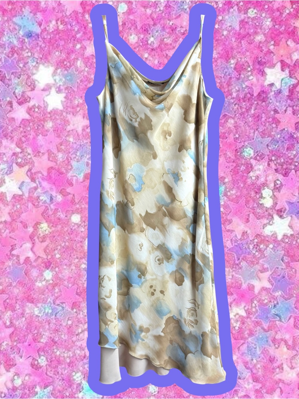 Andrew Quinn vintage y2k bias cut midi dress L fairy cottagecore 90s chiffon